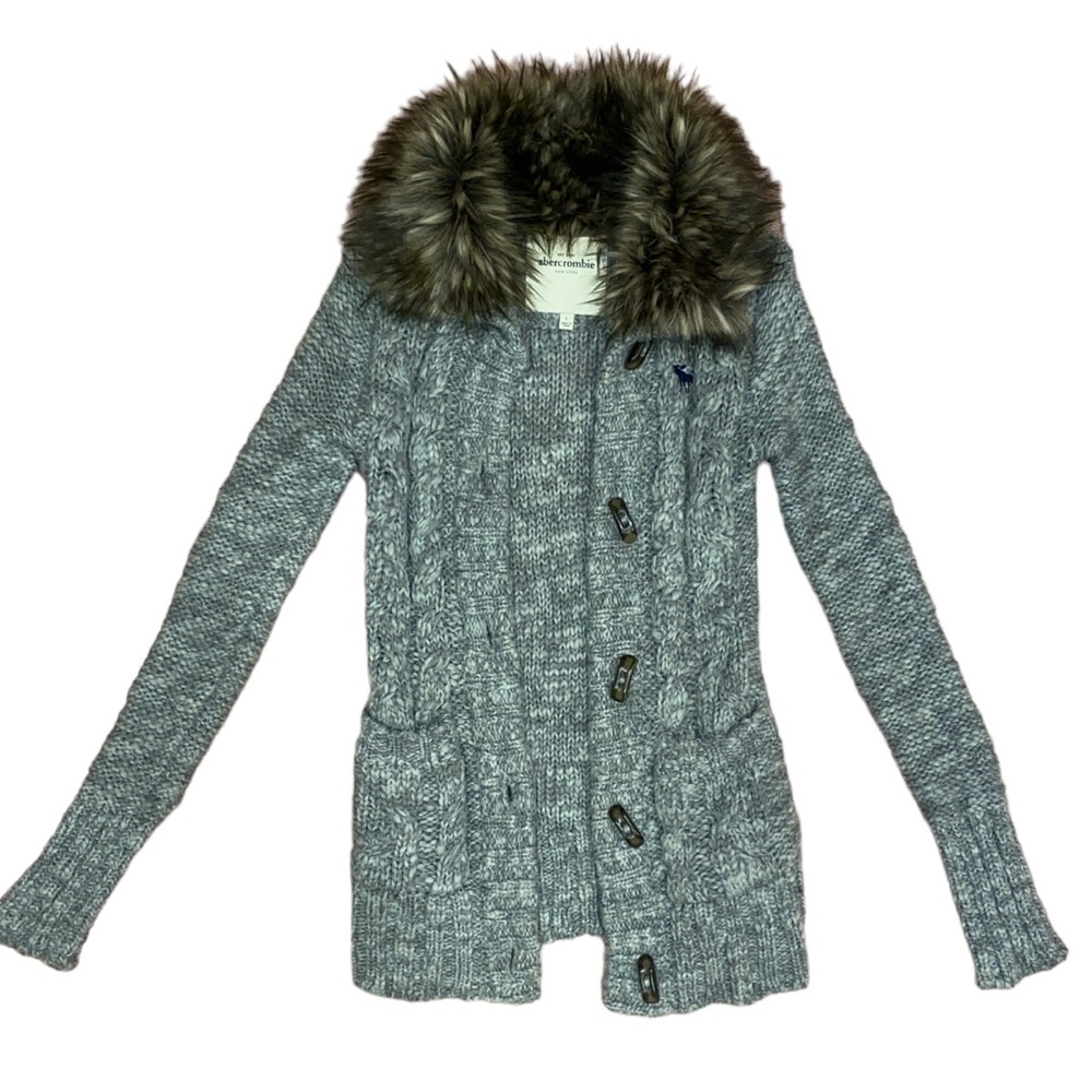 Rare Y2k Abercrombie knit long fur cardigan